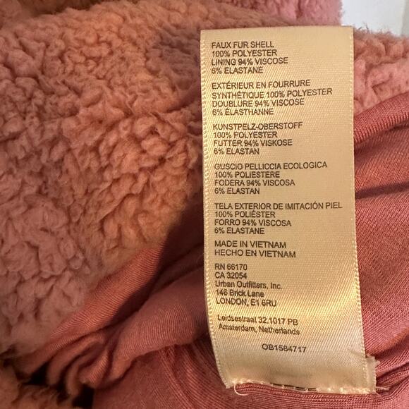 Free People Joplin Jacket Womens Large Smoked Pink Faux Fur Slouchy Teddy *FLAW - Picture 9 of 10